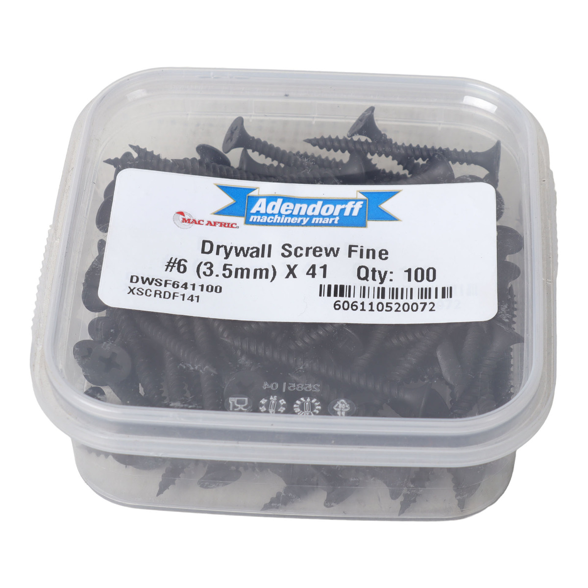 DRYWALL SCREW FINE #6(3.5MM) X 41 QTY:100(DWSF641100)