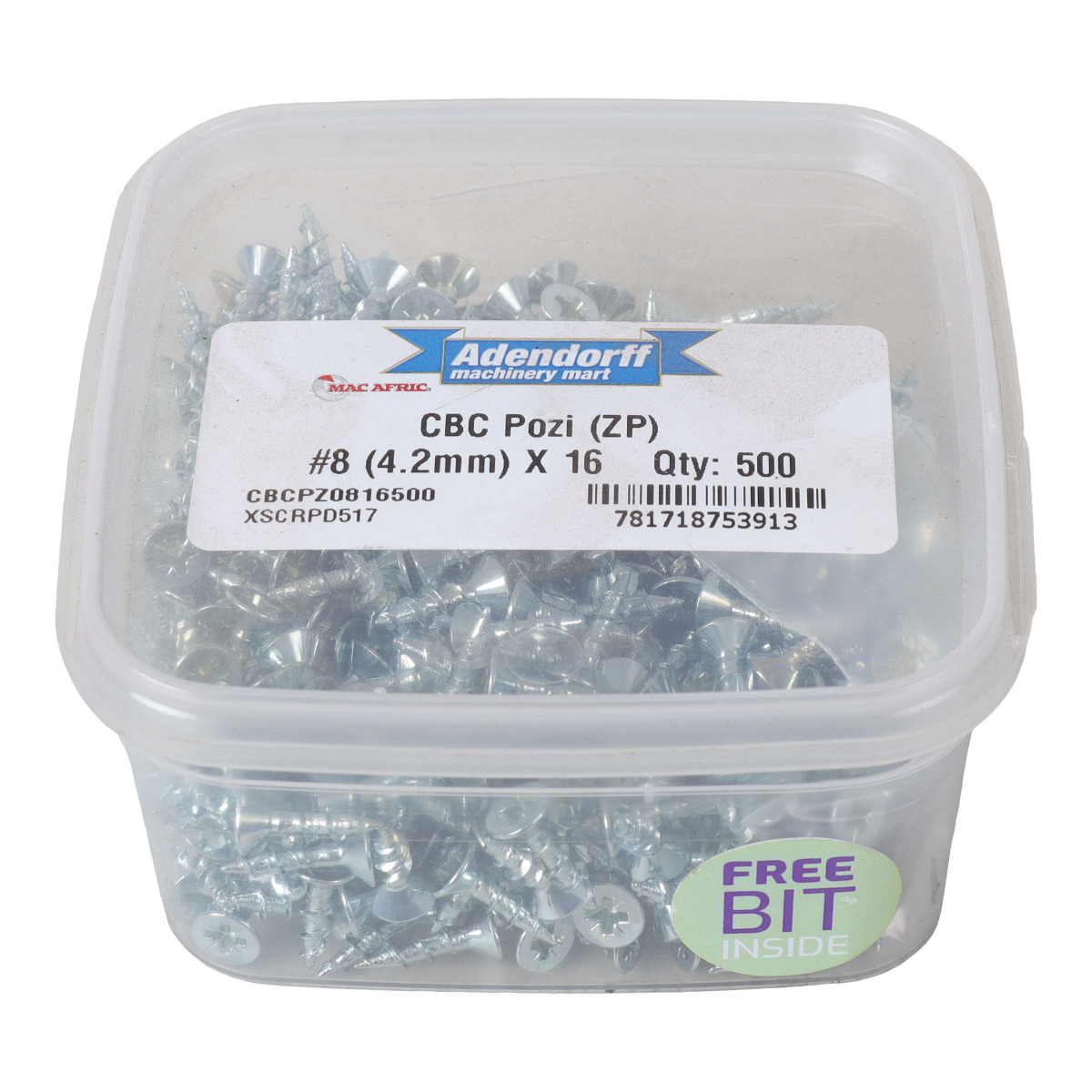 CBC Pozi (ZP) #8 (4.2mm) x 16 (Bit Incl.)