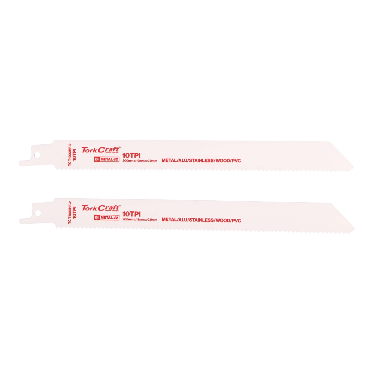 TorkCraft Sabre Saw Blade 200 x 2.5mm 10TPI Wood, Metal, PVC, Al 2pc - Image 2